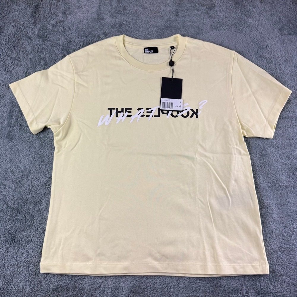 The Kooples Mens T Shirt Size 2 Yellow Cotton Graphic Print Short Sleeve Tee